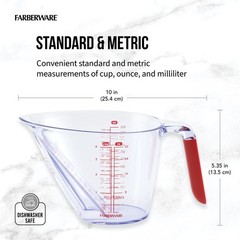 Farberware Pro Angled Measuring Cup, 1 Cup/8 fl. oz. – Red Markings & Handle