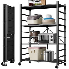 5-Tier Foldable Shelving Unit on Wheels 397LBS Heavy Duty Metal Storage Rack