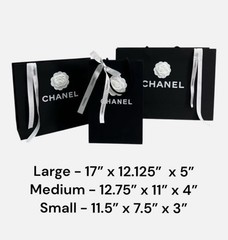 New Chanel Classic Black Lg Shopping Gift Bag 17” x 12.125” x 5” Ribbon Rose