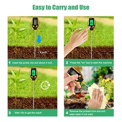 5in1 LCD Digital PH Soil Tester Plant Lawn Water Moisture Temperature Test Meter