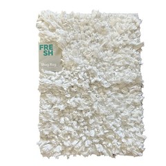 White Shag Rug 17”x24” New Shaggy Cotton Chindi Mat Soft Textured Bath Any Room