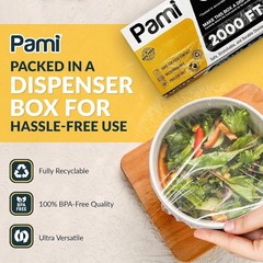 PAMI Clear Plastic Wrap 12″ 18″ 24″ x 2000ft BPA-Free Food Service Film roll box