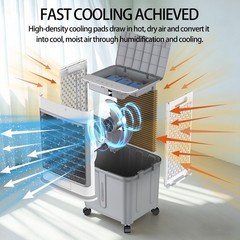 Evaporative Air Cooler 2800CFM Swamp Cooler Fan with 10Gal Detachable Water Tank