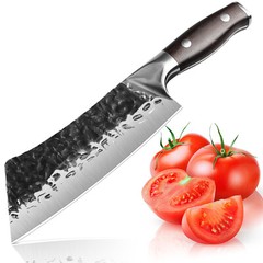 Cleaver Knife Hand Forged Kitchen Knife Hammered High Carbon Steel Chef’s Knife
