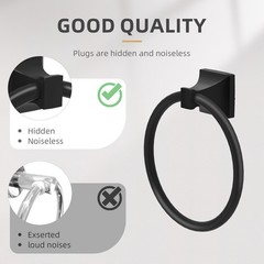 4 Pieces Matte Black Bathroom Hardware Accessories Set 24 Inch Towel Bar Towel