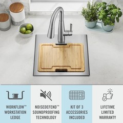 Delta Emery 15″ Drop-In Sink – SS, WorkFlow Ledge, Single-Certified Refurbished