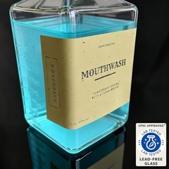 37oz Glass Mouthwash Dispenser Pump with Reusable Cup – Bathroom & Kitchen Holde