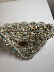 Beaded & Shells Wall Sconces 9”H 11”W Pair Votives Blue/Silver/Tan Beach Ocean