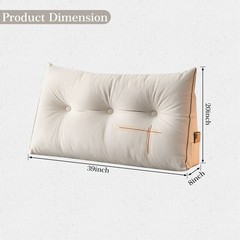 Velvet Wedge Headboard Pillow w/High-Resilience Filling Removable Zippered Cover