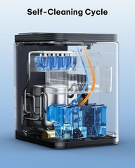 Compact Countertop Ice Maker: 8 Cubes/6 Min, 26.5 lbs Capacity, Portable & Clean