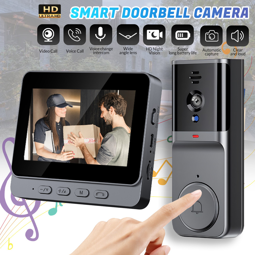 2.4G Wireless Smart Visual Intercom Video Doorbell Camera Monitor for Home US