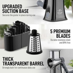 Manual Rotary Cheese Grater 5 Blade Shredder & Vegetable Slicer