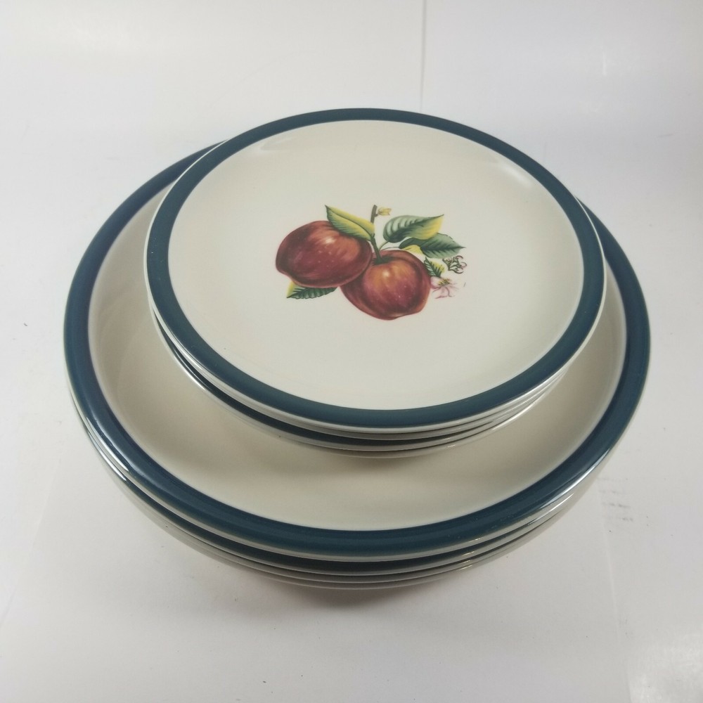 Apple Blossom Casuals China Pearl (4) Dinner 10.25″ and (4) Salad Plates 7.75″