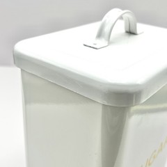 Vtg Retro Martha Stewart Sugar Metal Enamel Tin Canister Kitchen White Yellow