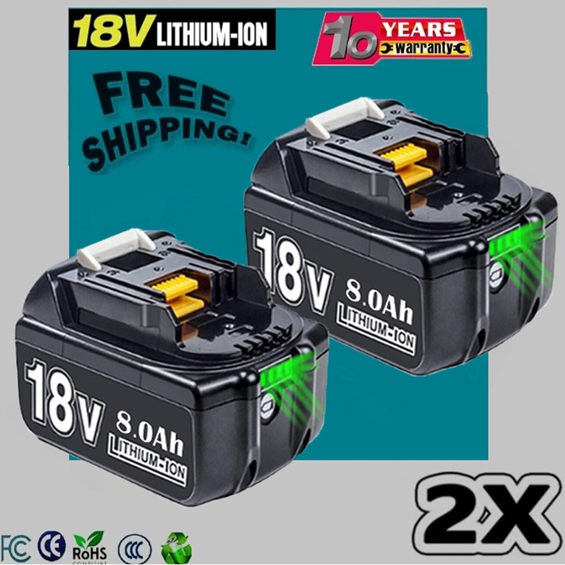 2Pack For Makita 18V Battery 8.0AH Li-Ion BL1830 BL1850 BL1840 BL1860B LXT Tool