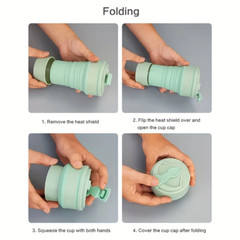 Silicone Folding Cup Collapsible Mug Portable with Cover Coffee Travel Outdoors
