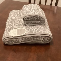 Performance Plus Bath Towel Hand Towel NEW Gray Geo Threshold™ 100% Cotton Set 2