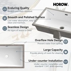 24” Rectrangle Undermount Vitreous Ceramic Lavatory Vanity Bathroom Sink White