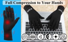 2 Pairs Compression Full Finger Arthritis Gloves, Copper Glove with Touch Screen