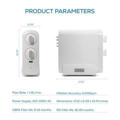 Tankless Reverse Osmosis System 600GPD Under Sink Water Filter RO Purification