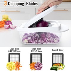 8 Blade All-in-1 Vegetable Chopper Mandoline Slicer with Container, Food Chopper