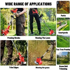 21V Electric Cordless Grass Trimmer Strimmer Garden Edger Cutter w/ 2 Battery