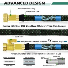 50/75/100/150ft Expandable Flexible Garden Water Hose + 10 Function Sprayer