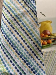 FIESTA TABLEWAR EASY CARE INDOOR OUTDOOR TABLECLOTH BLUE GREEN YELLOW 70” Round