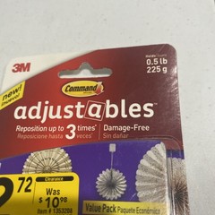 3M Command Adjustables Clear Repositionable 14 Hooks 30 Strips, 0.5-lb Hold {23}