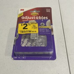3M Command Adjustables Clear Repositionable 14 Hooks 30 Strips, 0.5-lb Hold {23}