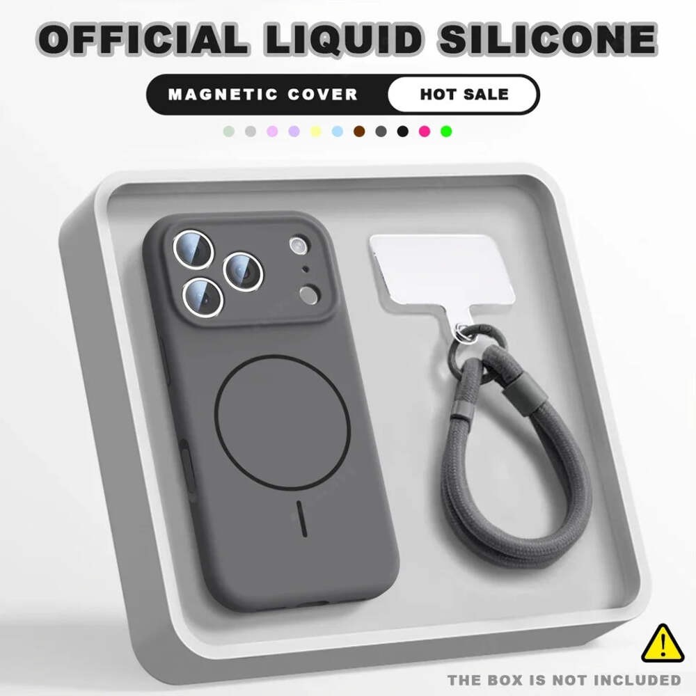 Magnetic Wrist Strap Liquid Silicone Phone Case For iPhone 11 12 13 16 17 Pro Ma
