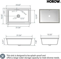 24” Rectrangle Undermount Vitreous Ceramic Lavatory Vanity Bathroom Sink White