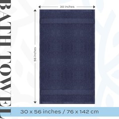 Bath Towels Navy Blue 30×56 Cotton 4/Pk Bathroom Hotel Gym Spa Absorbent X Large