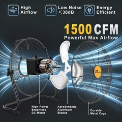 Floor Fan 12″ For Dewalt 20V Max Battery W/AC Adapter High Velocity Cooling Fan
