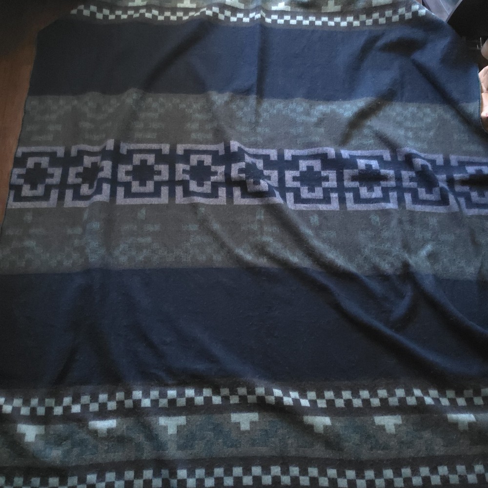 ~~NATIVE CREATIONS ECUADOR Aztec 100% ALPACA Blanket Blue 77×91