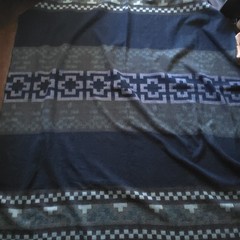 ~~NATIVE CREATIONS ECUADOR Aztec 100% ALPACA Blanket Blue 77×91