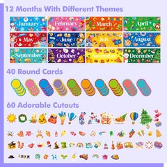 112 PCS Holiday Monthly Headliners, 12 Months of The Year Multi Color