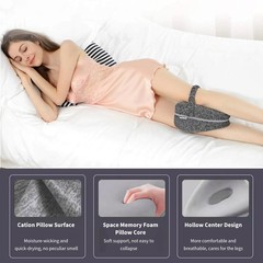 Memory Foam Knee Pillow for Side Sleepers Sciatica Hip Joint Back Pain Relief