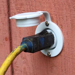 110V 15A White Black RV Marine Onboard Shore Power Flanged Outlet Receptacle 120