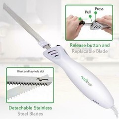 Nutrichef PKELKN16 Portable Electrical Food Cutter Knife Set with Bread Carving