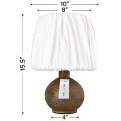 Brown Antique Ceramics Table Lamp 15.5IN Small Desk Lamp with Pleated Lampsha…