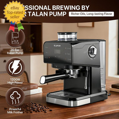 Espresso Machine 20 Bar, Coffee Maker with Grinder Black
