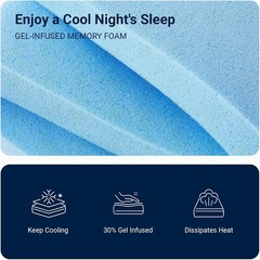 14″ King Size Gel Memory Foam Mattress for Cool Sleep & Pressure Relief