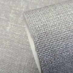 Contemporary Modern Gray plain faux fabric vinyl non woven textured Wallpaper