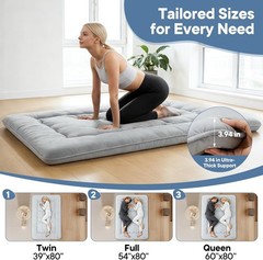 4-Inch Floor Mattress,Japanese Tatami Futon Mattress w/Removable Cover,Roll Up