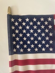 12 Pack – U.S. Flag American Flag Golden Spearhead 18’X12″ Made in USA 30″ Pole
