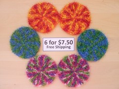 6 Rough Round Mottled Dish Pot Scrubber Scrubby Scrubbie Handmade 93