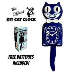 GALAXY BLUE KIT CAT CLOCK 15.5″ Glitter MADE IN USA Free Battery Kit-Cat Klock