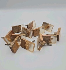 Modern Brutalist Wood & Resin Cabinet Drawer Knob set 12 Rectangular Shape READ