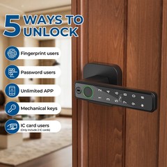 Smart Fingerprint Door Lock Keyless Entry with APP IC Card Code Key Biometric